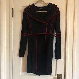Black with red trim designer coat